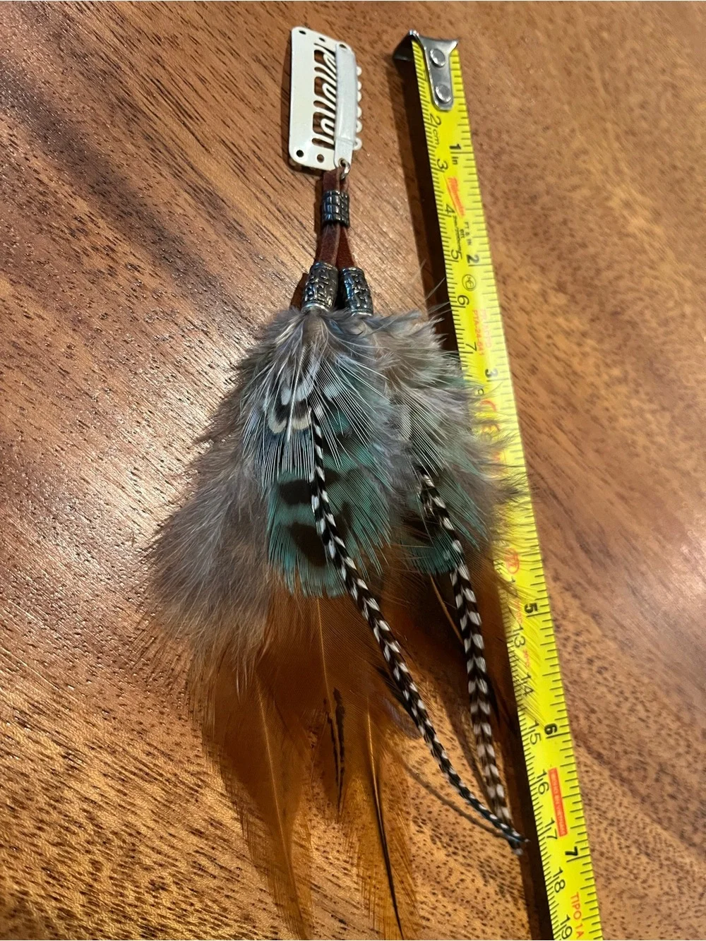 Feather Hair Clip — Brown & Green Feather Accent